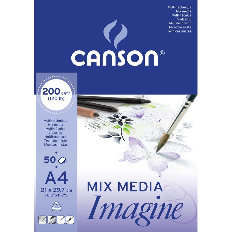 Canson Imagine 200g A4 (50) (21x29,7), akvarelli- ja monitekniikkalehtiö