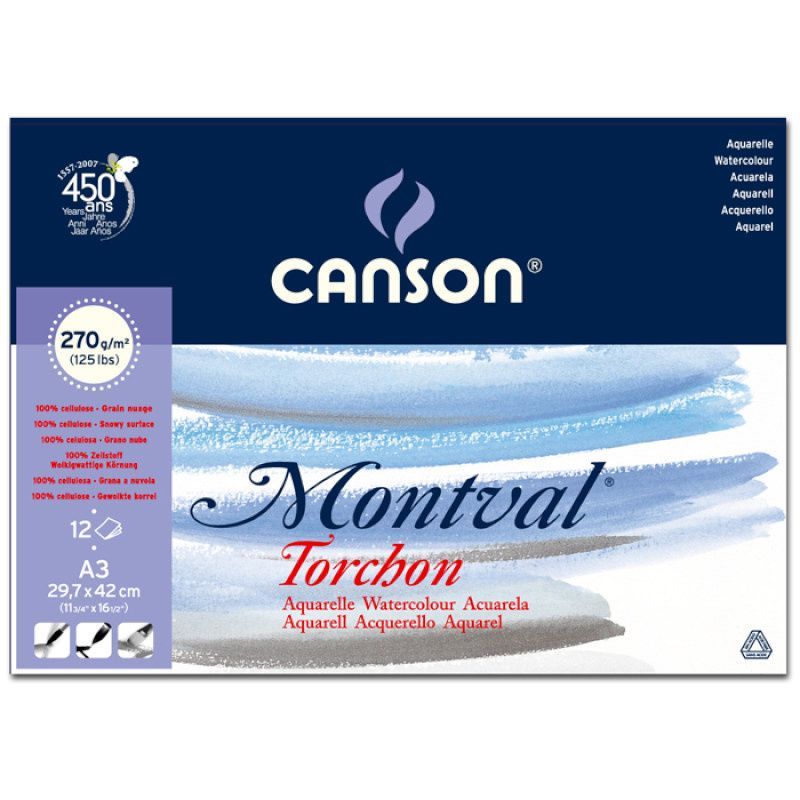 Canson Montval 270g Torchon 29,7x42 (12L1) Karkea, RG 807325 akvarellilehtiö