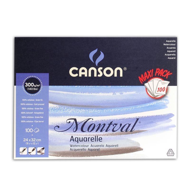 Canson Montval Jumbo 300g 24x32 (100L1) Puolikarke, CP akvarellilehtiö