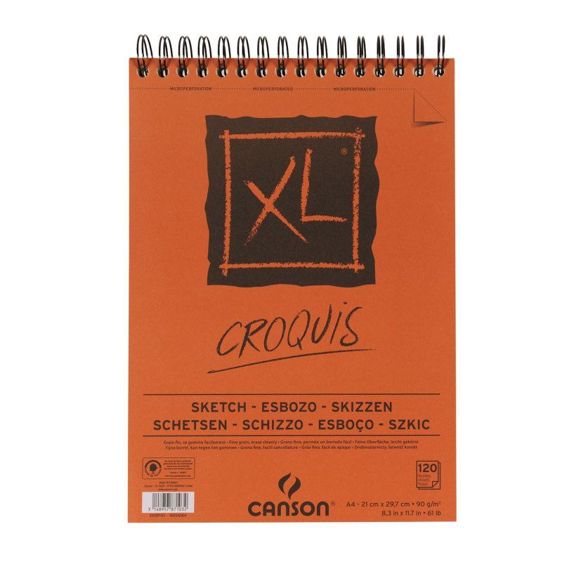 Canson XL Sketch 90g A4 (120), kierre perforoitu