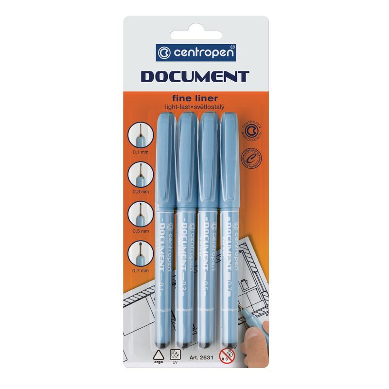 Centropen Document permanent 0,1-0,7 BL-4 musta, 2631 Fine liner 0.1.0.3.0.5.0.7