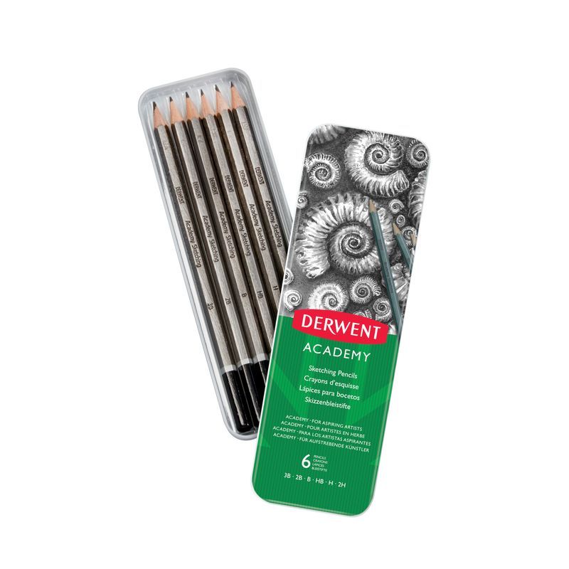 Derwent Academy Sketching 6 lajitelma, 3B,2B,B,HB,H,2H