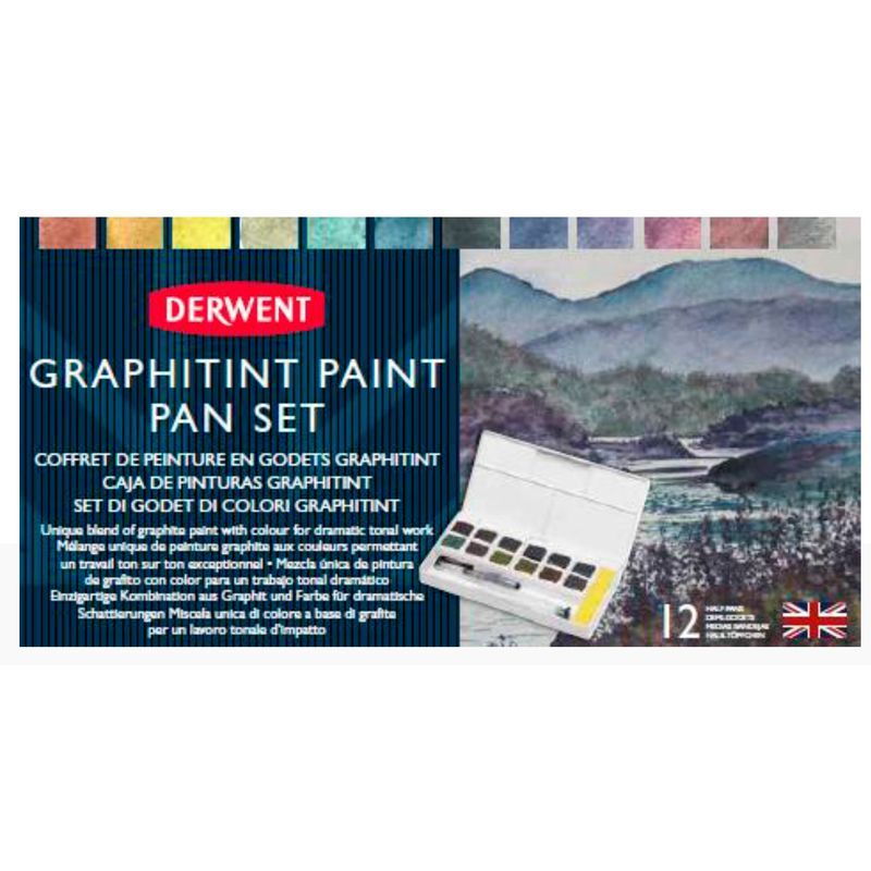 Derwent Graphitint Watercolor Paint 12 Pan Palette