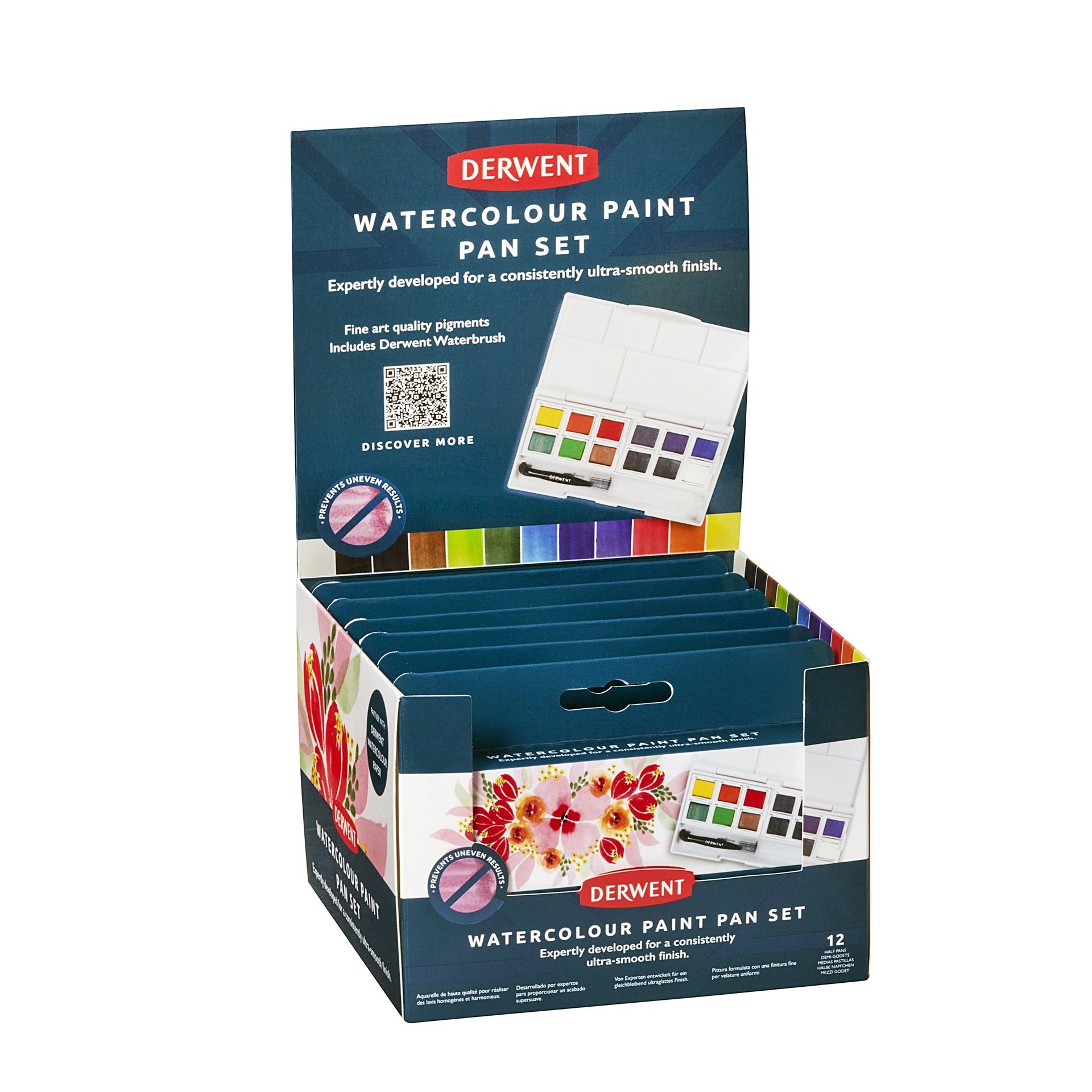 Derwent Watercolour Paint Pan Set 12 sävyä
