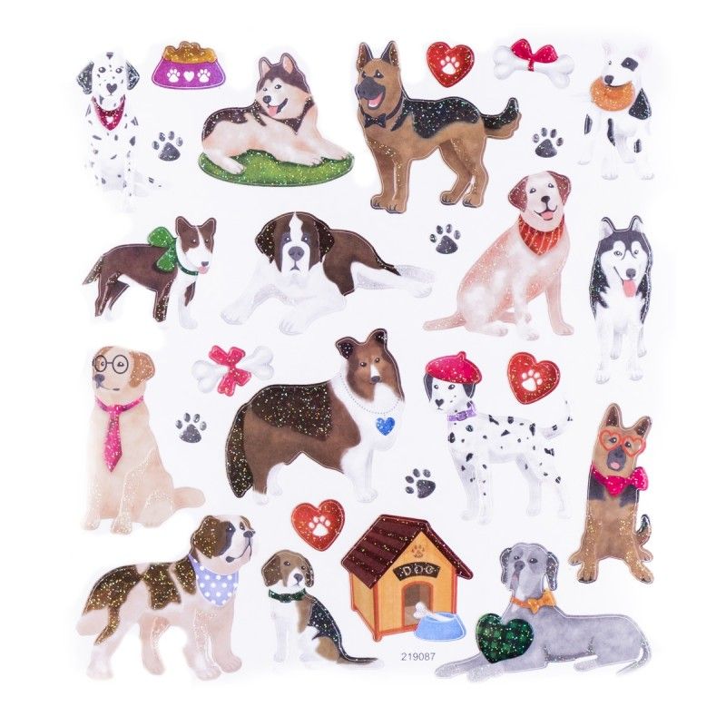 DPC tarra-arkki 15x17cm DOGS 27 kpl glitter