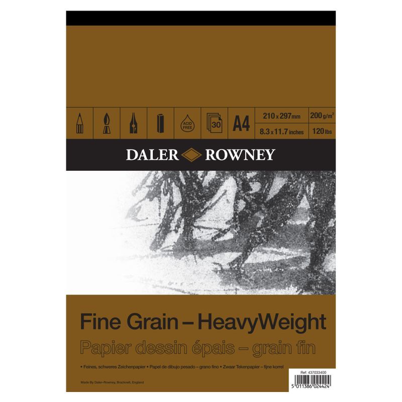 DR Fine Grain HeavyWeight Drawing 200g A4 (30) S, sileä, 30 sivua