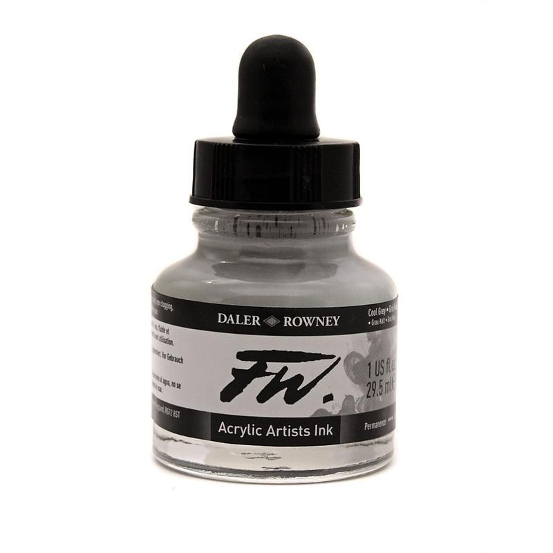 DR FW Acrylic ink 29.5ml 053 Cool grey, Taiteilijatasoinen muste