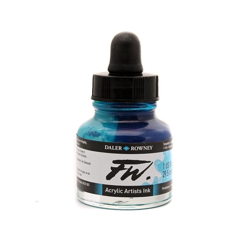 DR FW Acrylic ink 29.5ml 145 Turquoise, Taiteilijatasoinen muste