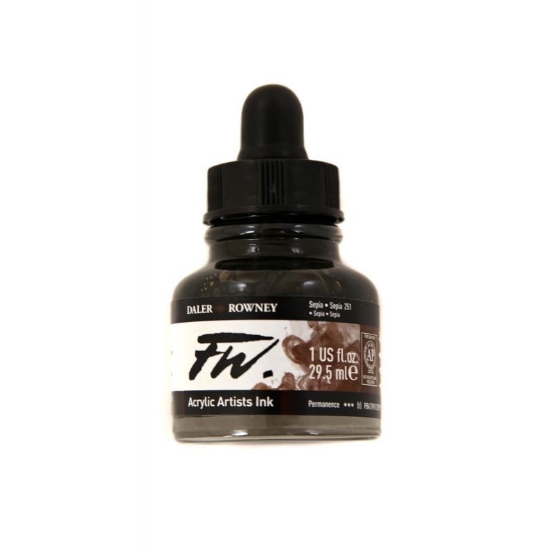 DR FW Acrylic ink 29.5ml 251 Sepia, Taiteilijatasoinen muste