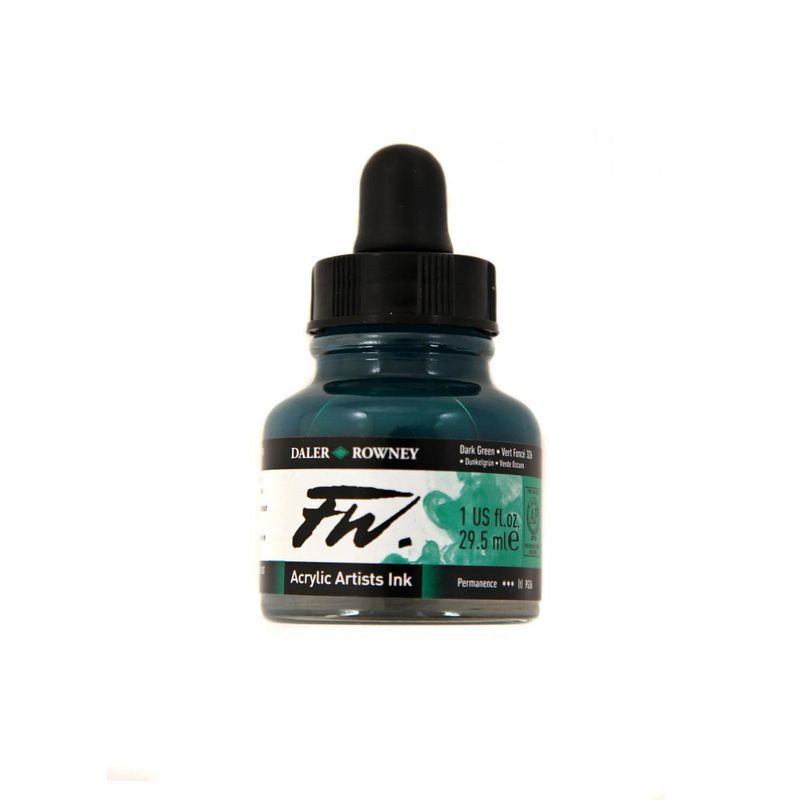 DR FW Acrylic ink 29.5ml 326 Dark green, Taiteilijatasoinen muste
