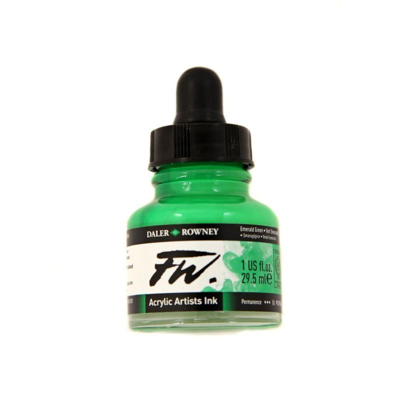 DR FW Acrylic ink 29.5ml 335 Emerald green, Taiteilijatasoinen muste