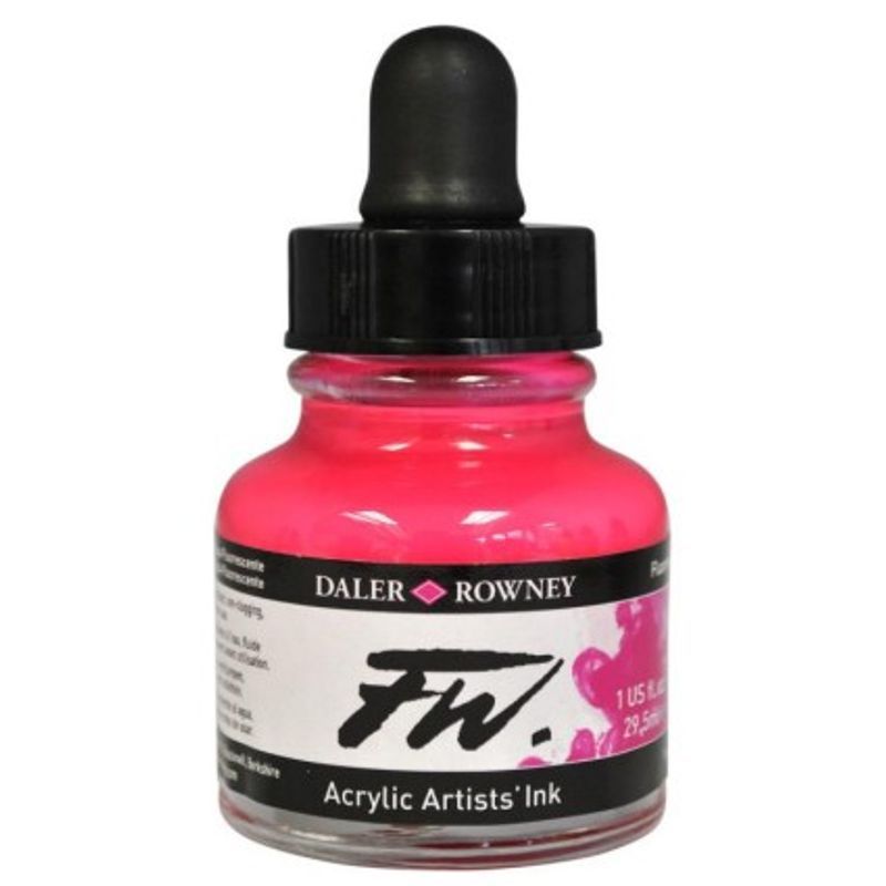DR FW Acrylic ink 29.5ml 544 Fluorescent red, Taiteilijatasoinen muste