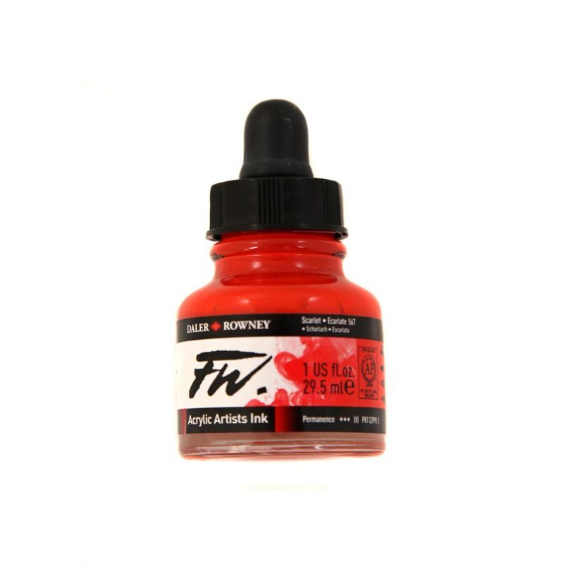 DR FW Acrylic ink 29.5ml 567 Scarlet, Taiteilijatasoinen muste