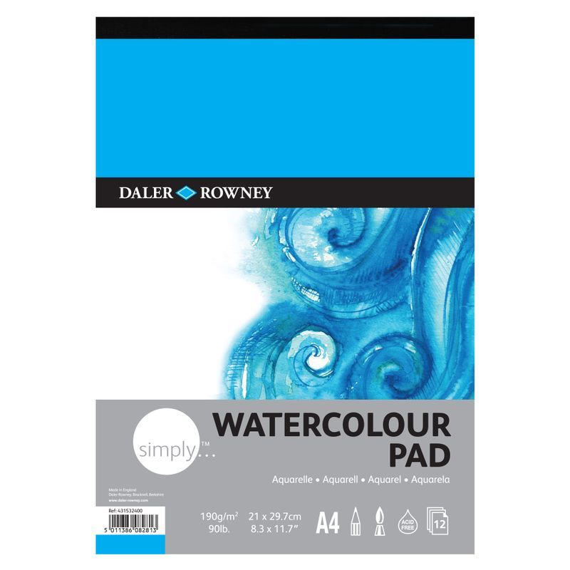 DR Simply akvarellilehtiö 190g A4 (14) PK, 14 sivua