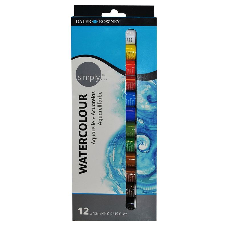 DR Simply watercolour set 12x12ml, Vesivärituubisetti