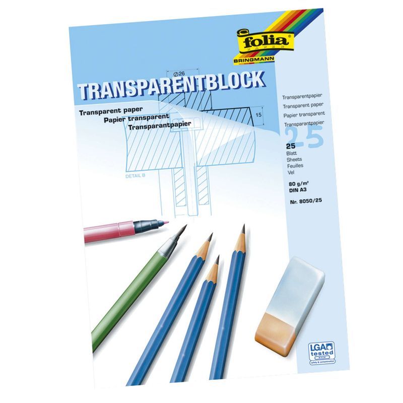 FOLIA Kuultopaperilehtiö A4, 80g, 25 arkkia, Kuultopaperilehtiö