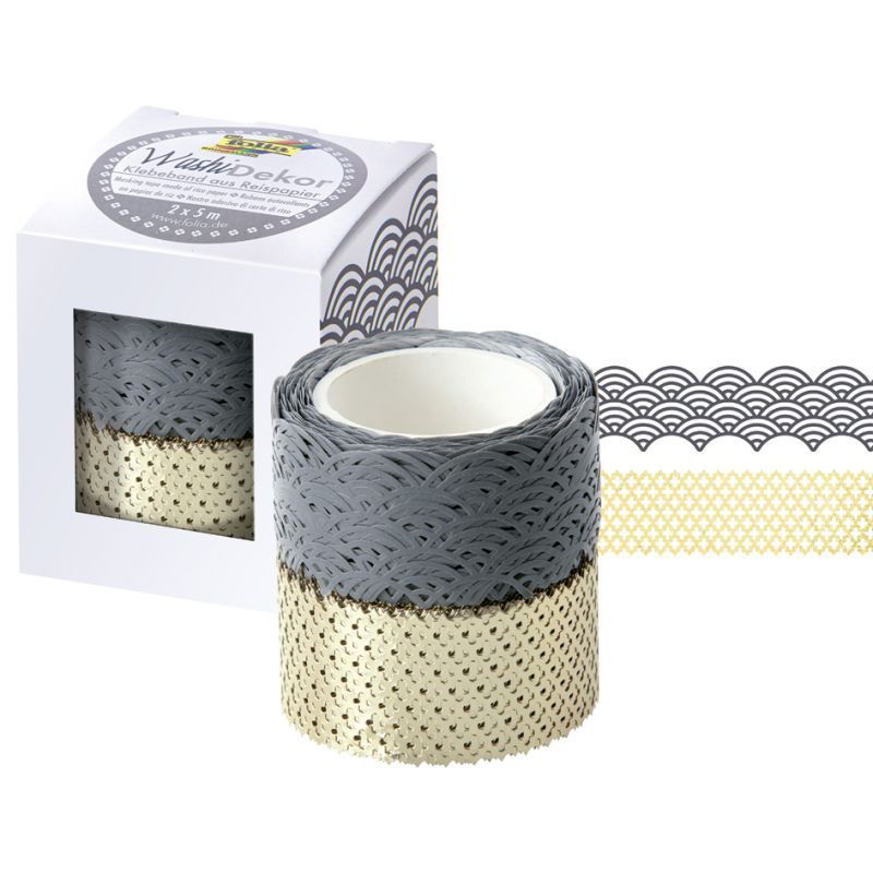 FOLIA washi-pitsiteipit 2kpl 25mmx5m harmaa-kulta