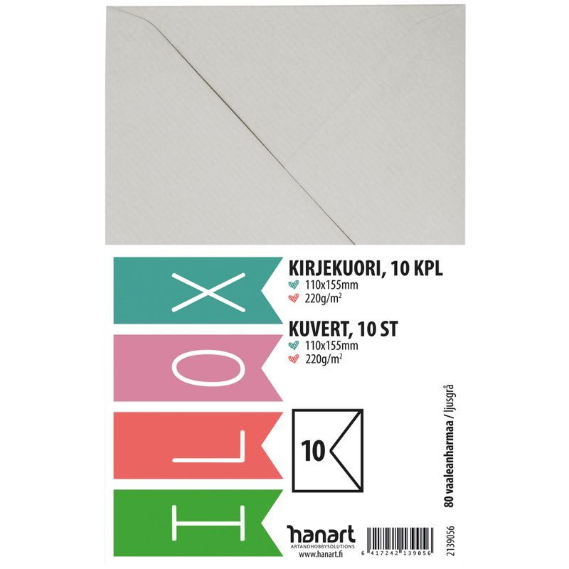 ILOX Kirjekuori 11x15,5cm 10kpl 120g 80 Vaal.harm, Piikkipakkaus