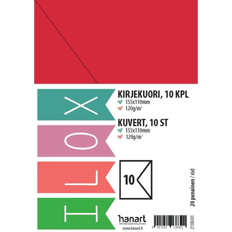 ILOX Kirjekuori 11x15,5cm 10kpl 120g 8309 Punainen, Piikkipakkaus