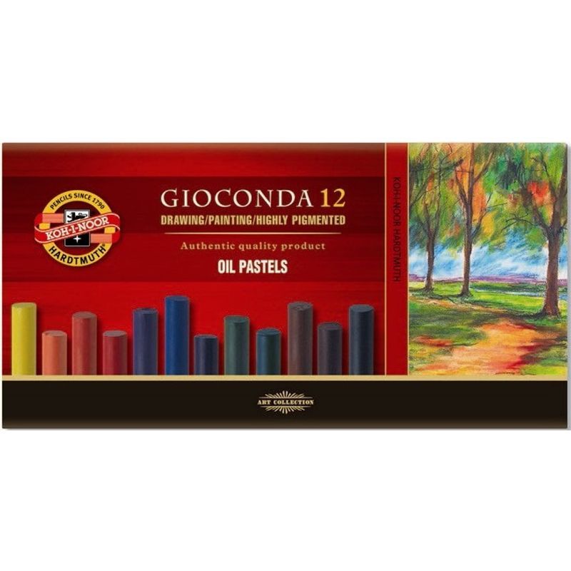 KOH Gioconda Artist 12 öljypastelliliitu, pyöreä, erityisen valonkestävä 75mm pitkä, halk 10mm, kart