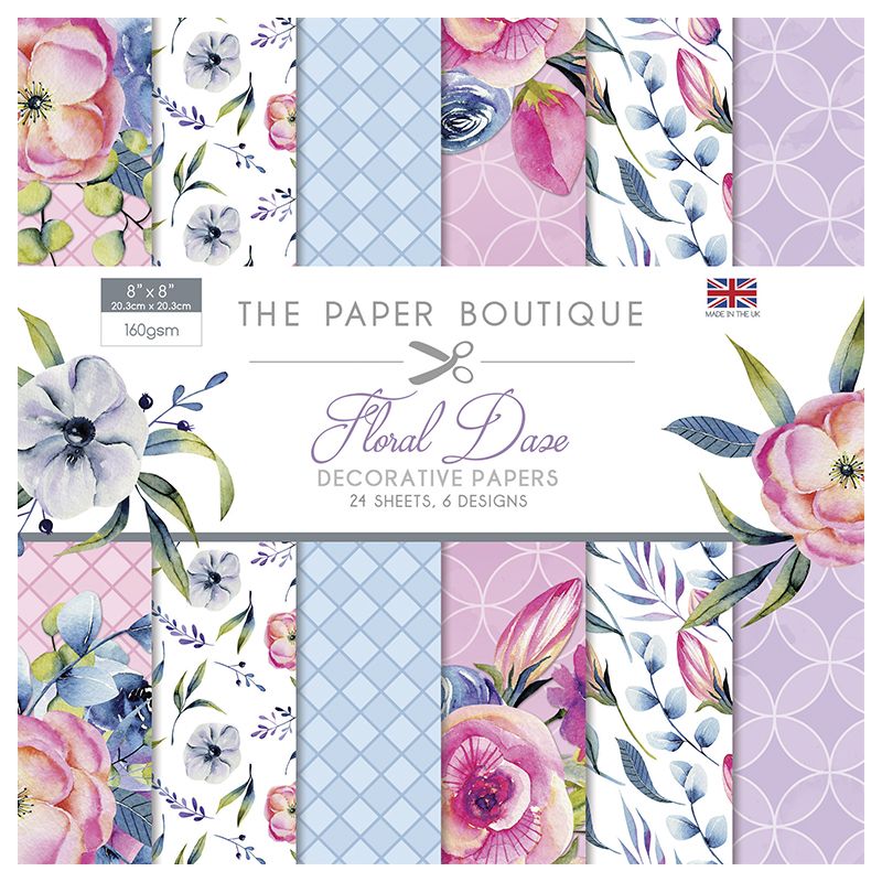 Kuviopaplehtiö Floral Daze 20x20cm, 160g 24ark, 6 kuosia