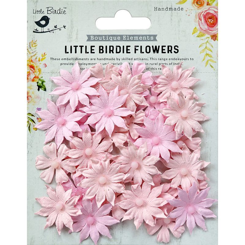 L.Birdie paperikukat Valerie, 32kpl pinkki, helmiökeskiö, käsintehty