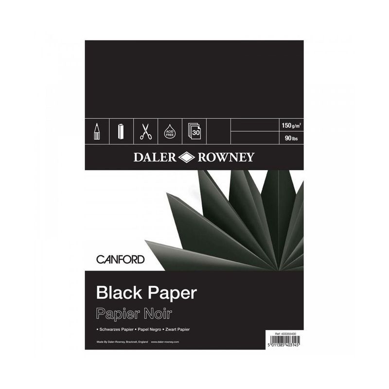 P. DR Canford black paper lehtiö 150g A4 (30), 30 sivua, mustat sivut