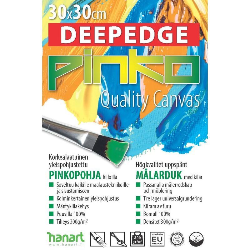 PINKO DEEPEDGE 30x30cm Maalauspohja 38mm, 100% puuvilla 300g (504)