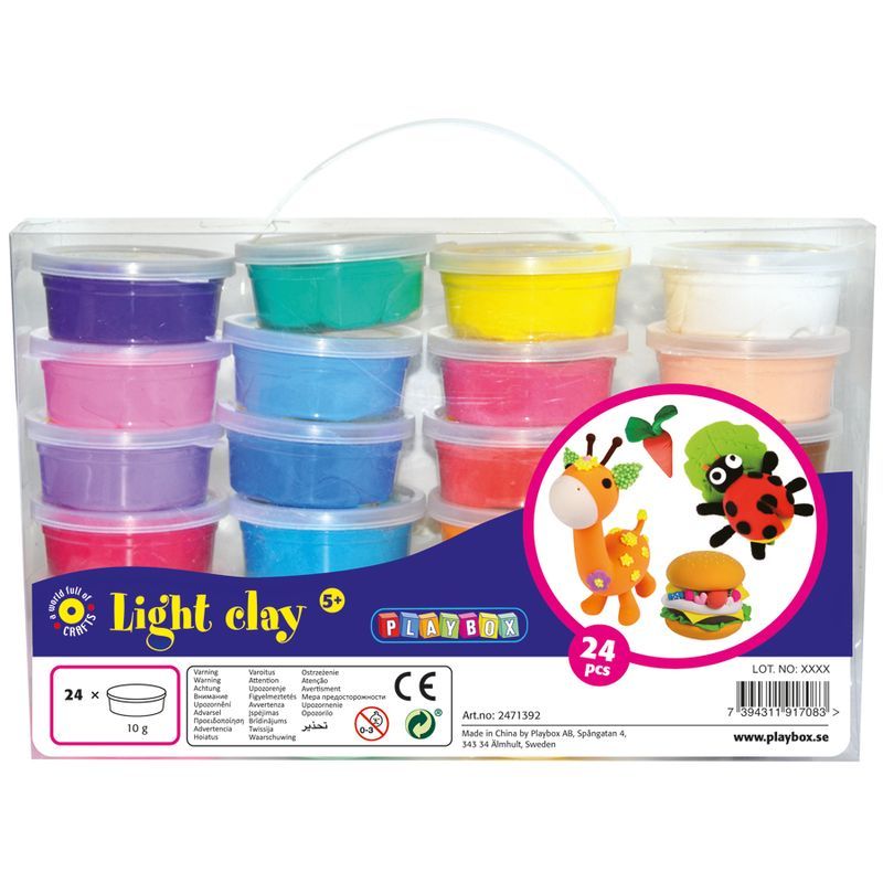 PLAYBOX Light Clay 24 värin lajitelma