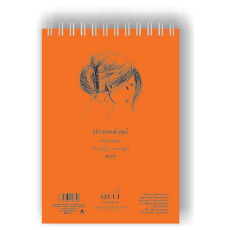 SMLT Mixed-media lehtiö 200g A5 (40) luonnonval, mikroperforointi, kierre yläreunassa