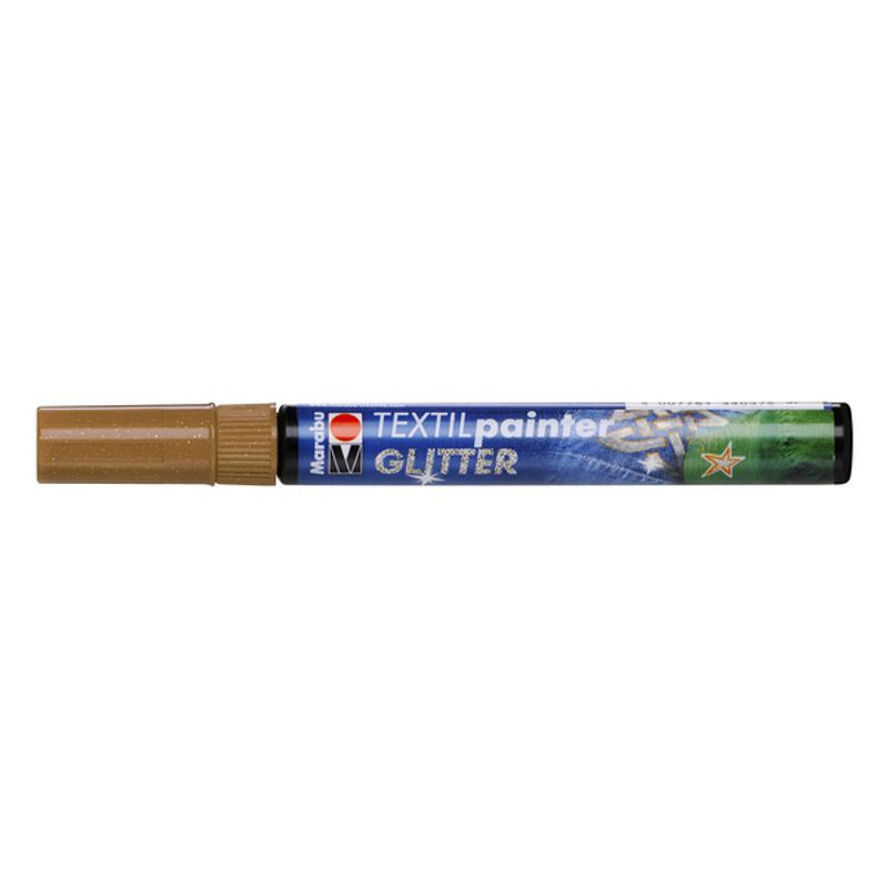 T Marabu Tekstiilitussi Glitter 546 3mm ruskea, vaaleille ja tummille kankaille