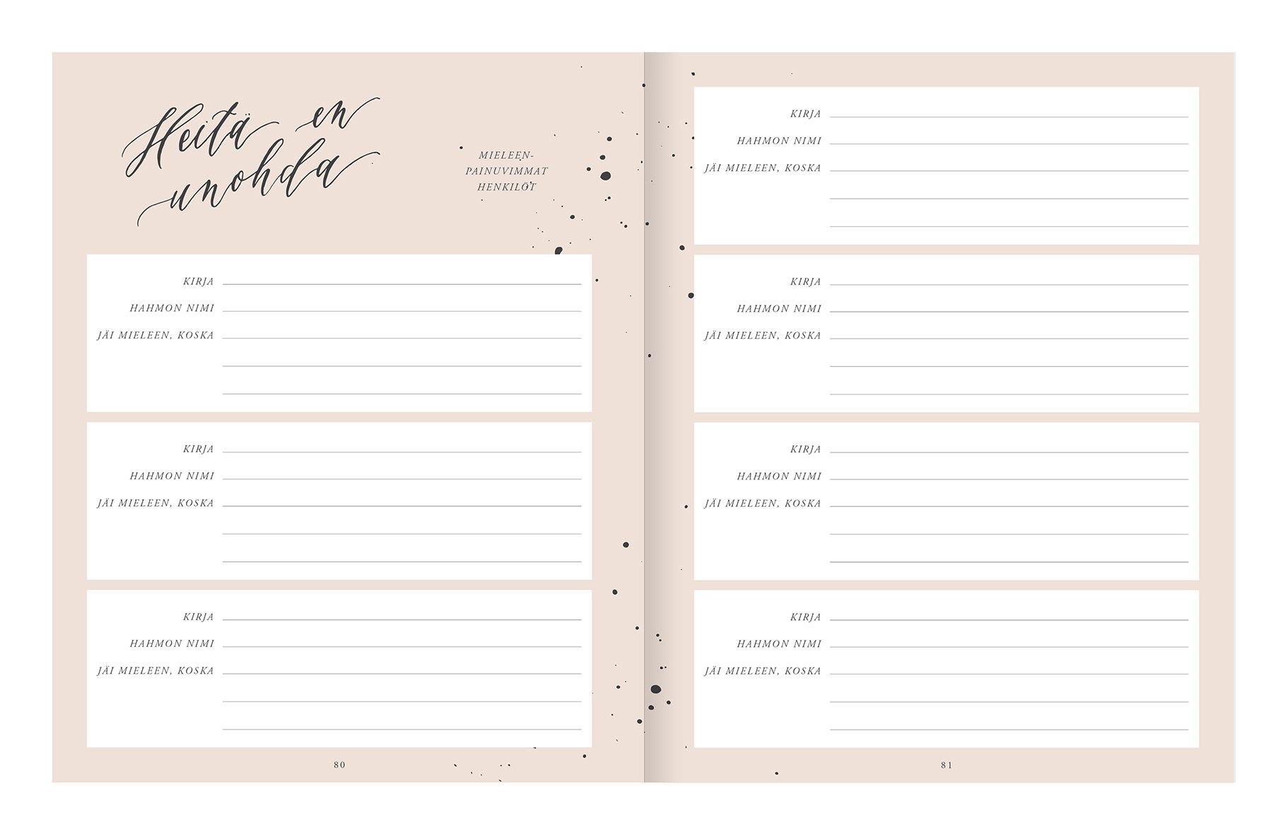 Lukupäiväkirja Putinki Kalligrafiastudio - Kaikki kirjani 2. painos