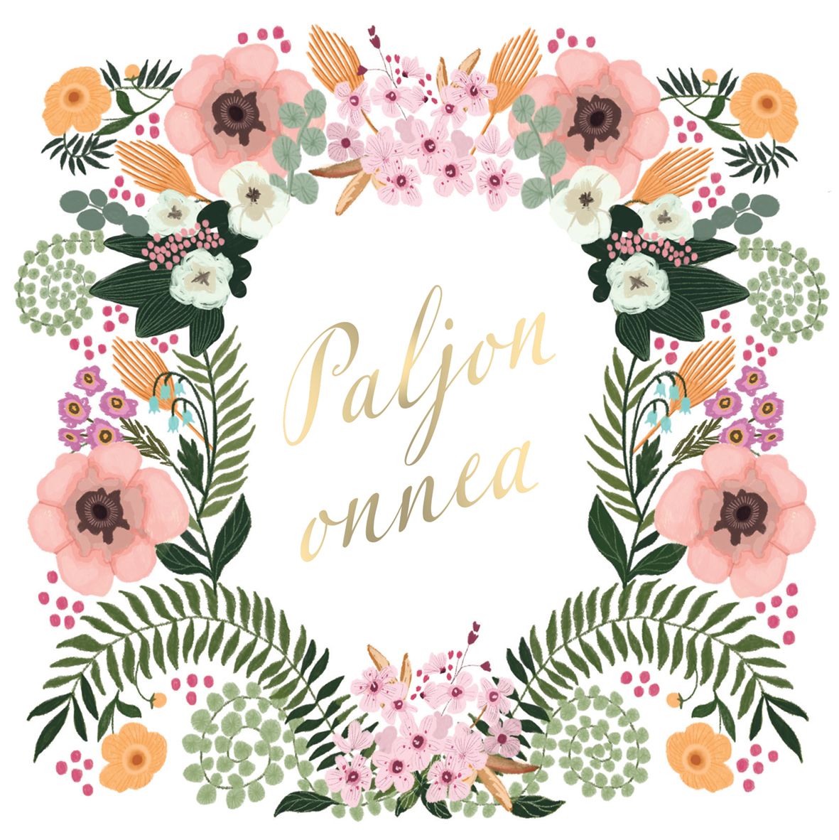 2-osainen neliökortti Johanna Ilander - Paljon onnea