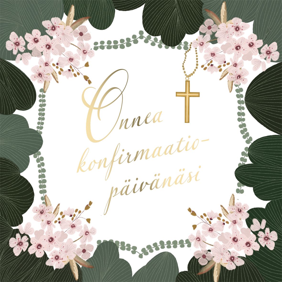 2-osainen neliökortti Johanna Ilander - Onnea konfirmaatiopäivänäsi, rippiristi