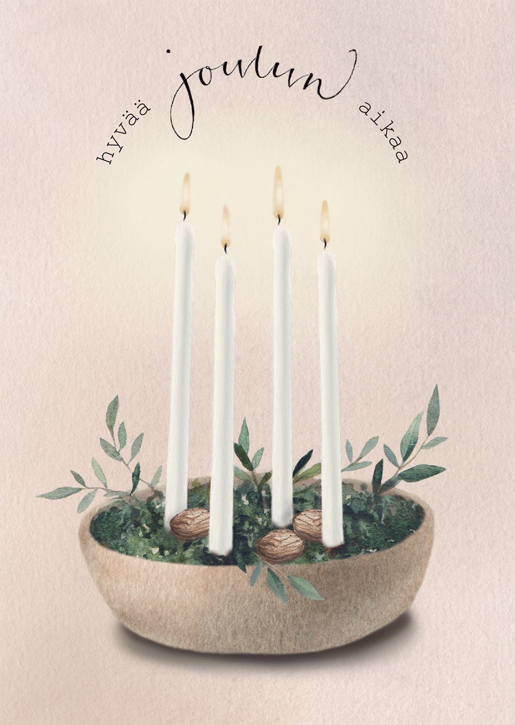 2-osainen joulukortti joulu Henna Adel - Kynttilät "Hyvää joulun aikaa"