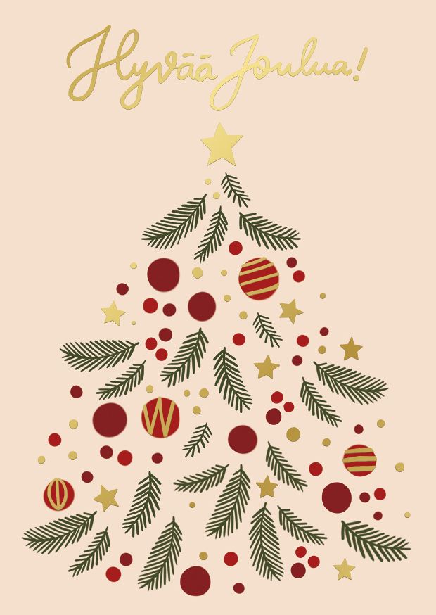 Joulukortti Putinki Letters - Joulukuusi, Hyvää joulua!