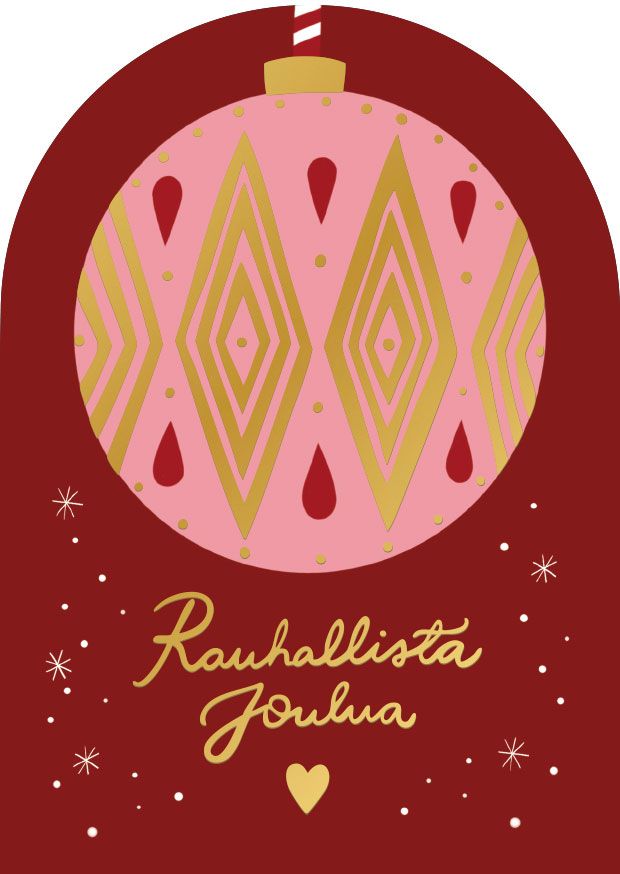 2-osainen joulukortti Putinki Letters - Joulupallo, Rauhallista joulua