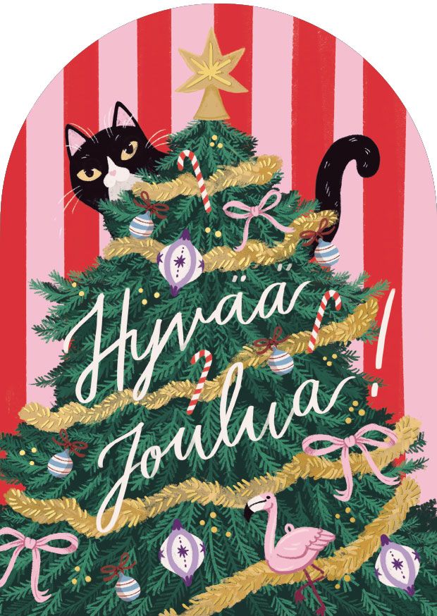 2-osainen kortti joulu Kaisu Sandberg - Kuusi