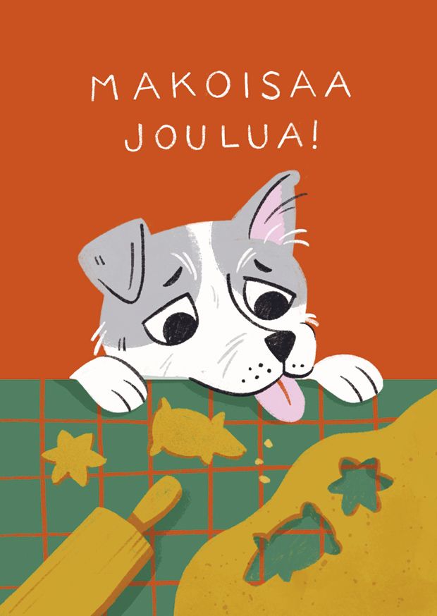 Joulukortti Kaisu Sandberg - Tauno-koira, Makoisaa joulua