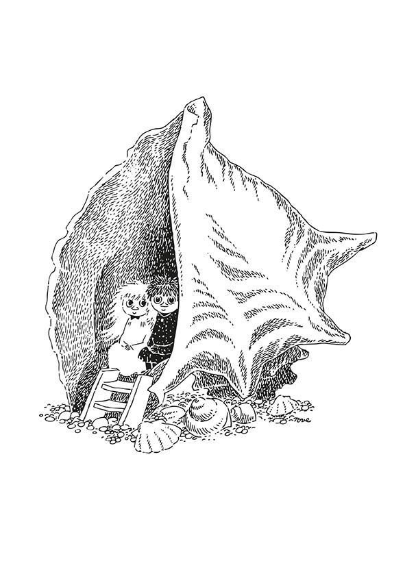 Kohopainettu postikortti Muumi - Simpukka