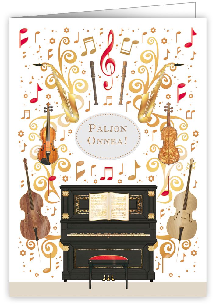 2-osainen kortti Quire - Soittimet, paljon onnea!