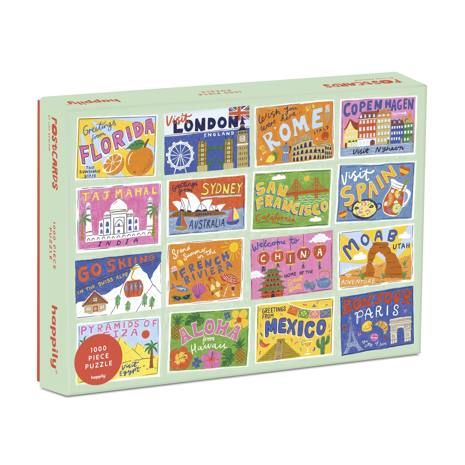Palapeli 1000 palaa Happily Puzzles - Postcards