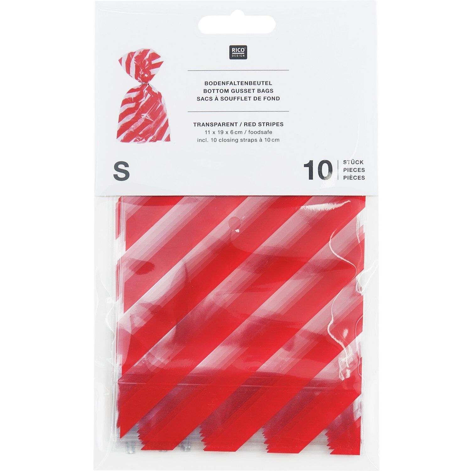 Lahjapussit joulu Rico Design - S, Red Stripes