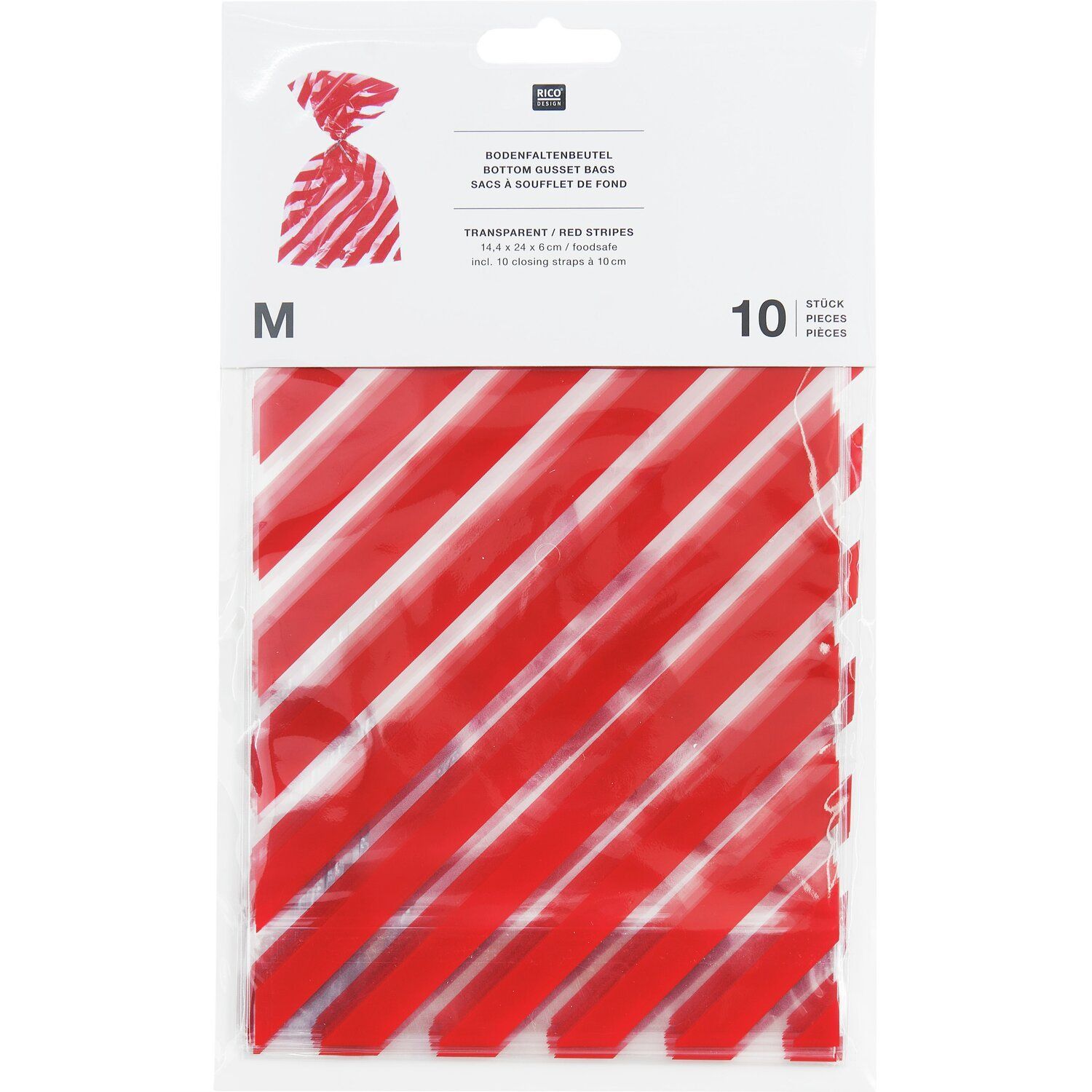 Lahjapussit joulu Rico Design - M, Red stripes