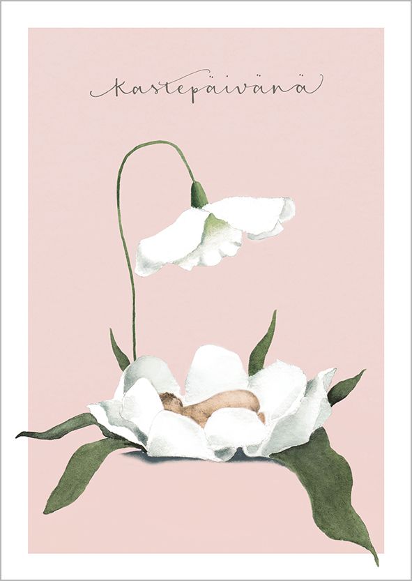 2-osainen kortti Henna Adel - Kastepäivänä, vaalenpunainen