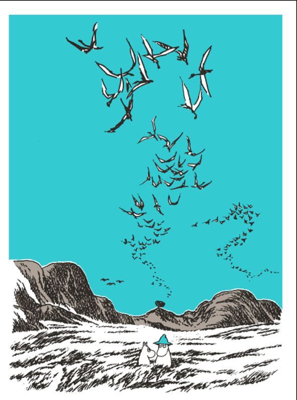 2-osainen kohopainokortti Muumi - Muumipeikko ja linnut