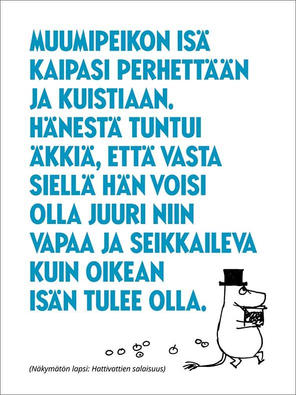 2-osainen kohopainokortti Muumi - Isä sitaatti