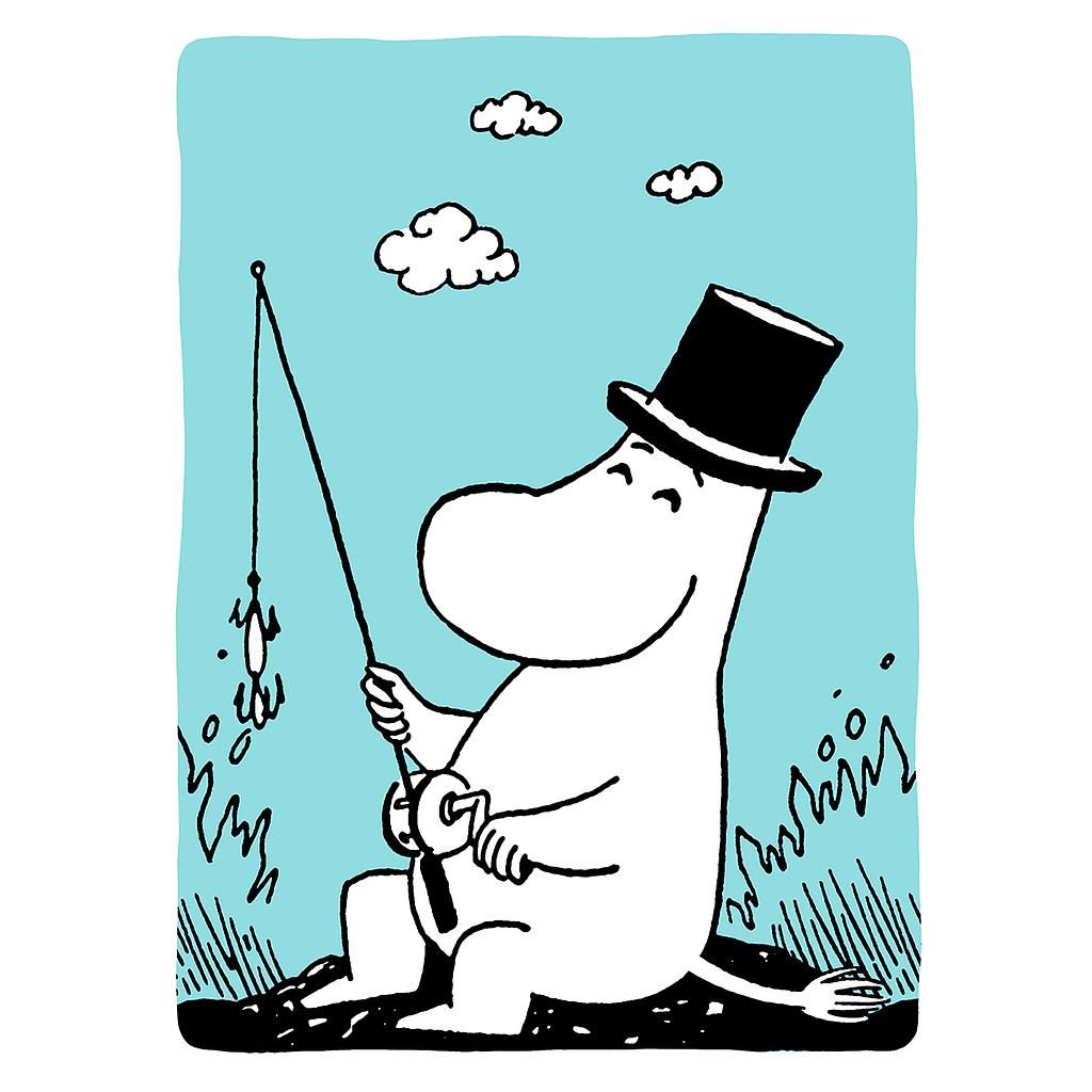 2-osainen kohopainokortti Muumi - Muumipappa ongella