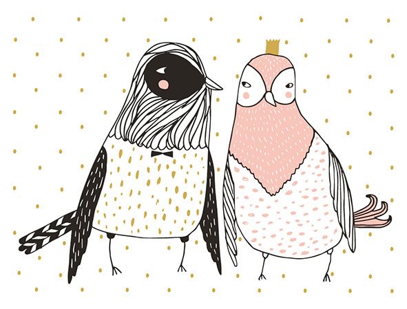 2-osainen kohopainokortti M. Mallius - Hääpari