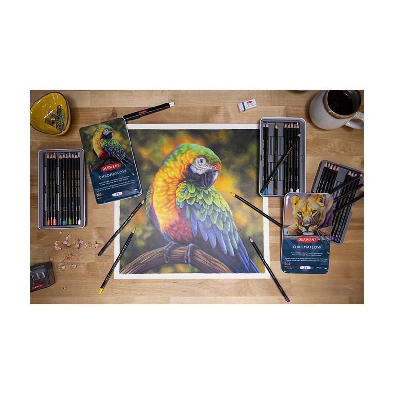 Derwent Chromaflow 12 väriä, metallirasia, värikynä